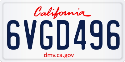 CA license plate 6VGD496