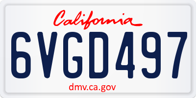 CA license plate 6VGD497