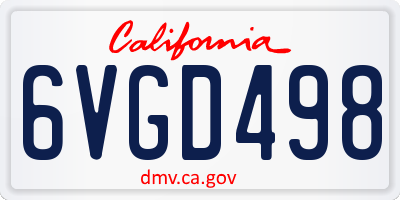 CA license plate 6VGD498