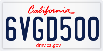 CA license plate 6VGD500