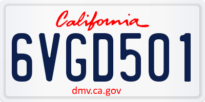 CA license plate 6VGD501