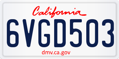 CA license plate 6VGD503