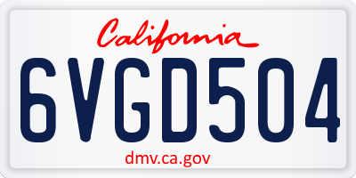 CA license plate 6VGD504