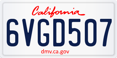 CA license plate 6VGD507