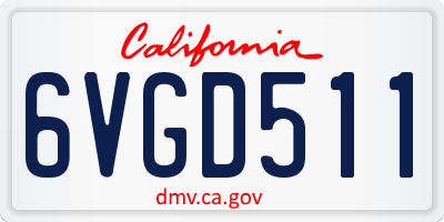 CA license plate 6VGD511