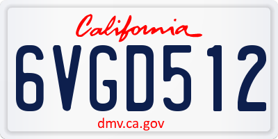 CA license plate 6VGD512