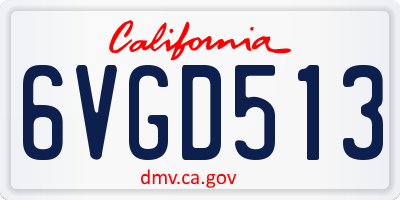 CA license plate 6VGD513
