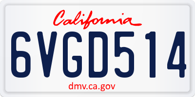 CA license plate 6VGD514