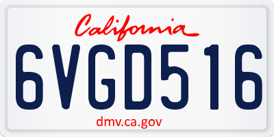 CA license plate 6VGD516