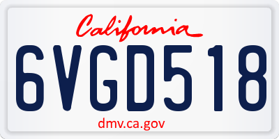CA license plate 6VGD518