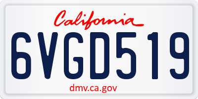 CA license plate 6VGD519