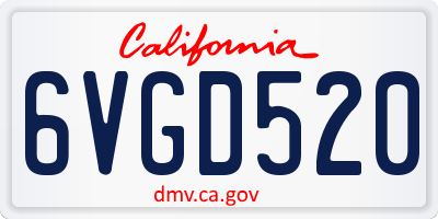 CA license plate 6VGD520