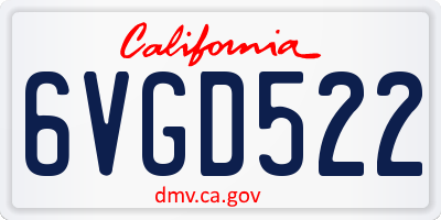 CA license plate 6VGD522
