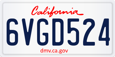 CA license plate 6VGD524