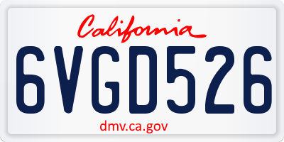 CA license plate 6VGD526