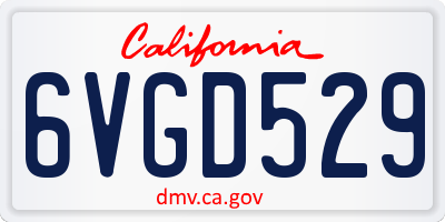 CA license plate 6VGD529
