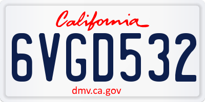 CA license plate 6VGD532
