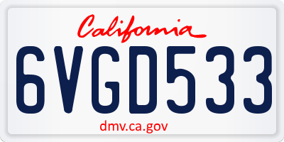 CA license plate 6VGD533