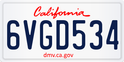 CA license plate 6VGD534