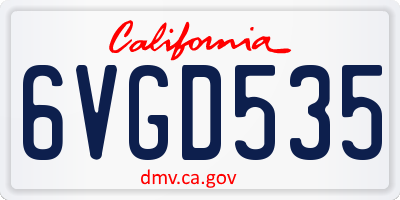 CA license plate 6VGD535