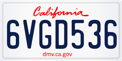 CA license plate 6VGD536