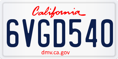 CA license plate 6VGD540