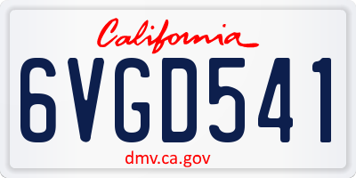 CA license plate 6VGD541
