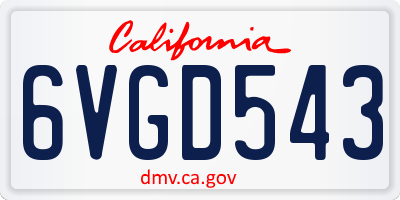 CA license plate 6VGD543