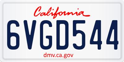 CA license plate 6VGD544