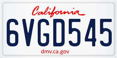CA license plate 6VGD545