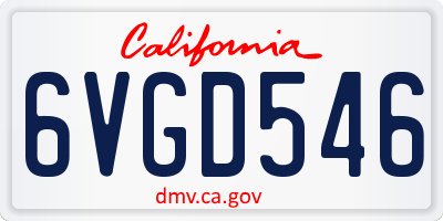 CA license plate 6VGD546