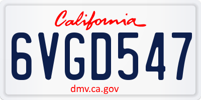 CA license plate 6VGD547