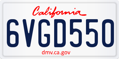 CA license plate 6VGD550