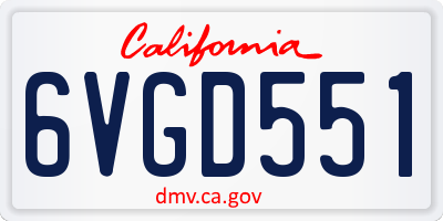 CA license plate 6VGD551