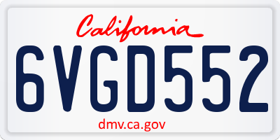CA license plate 6VGD552