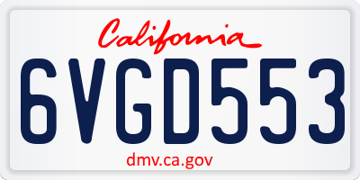 CA license plate 6VGD553