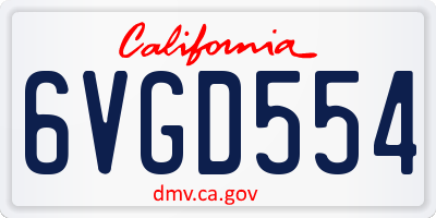 CA license plate 6VGD554