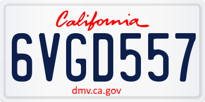 CA license plate 6VGD557