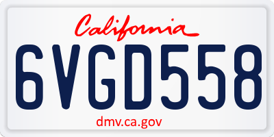 CA license plate 6VGD558