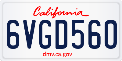 CA license plate 6VGD560