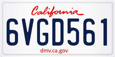 CA license plate 6VGD561