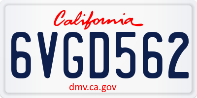 CA license plate 6VGD562