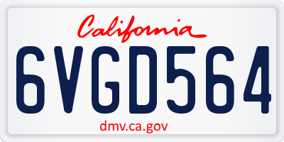 CA license plate 6VGD564