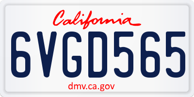 CA license plate 6VGD565