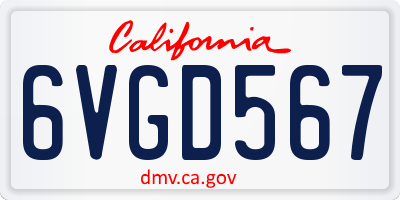 CA license plate 6VGD567