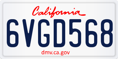 CA license plate 6VGD568