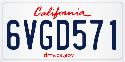 CA license plate 6VGD571