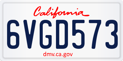 CA license plate 6VGD573