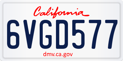 CA license plate 6VGD577