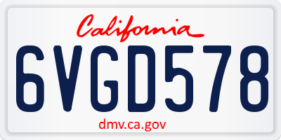 CA license plate 6VGD578